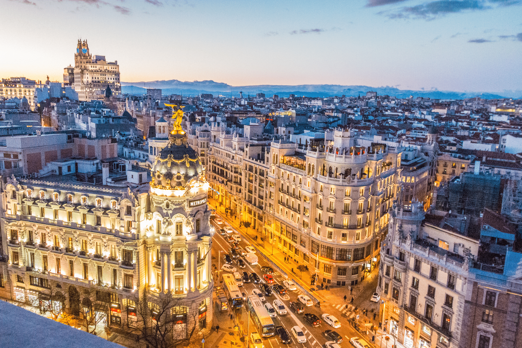 A bird's eye view of Madrid, Spain.