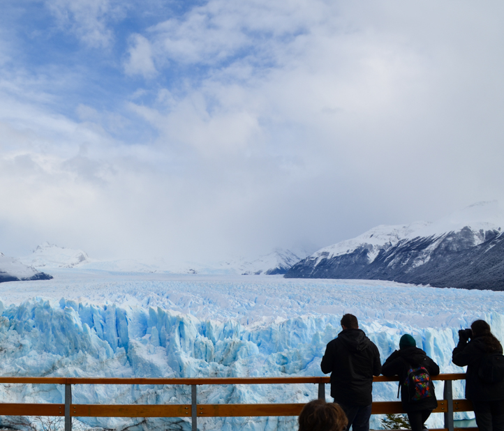 Students visit Argentina glacier.